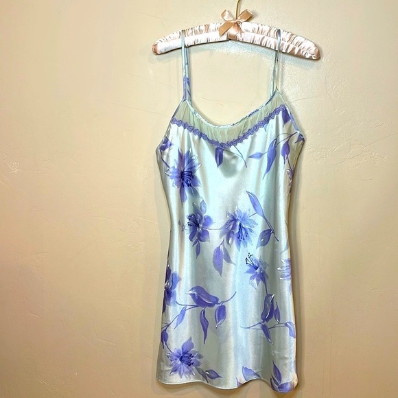 NEW VTG 90s California Dynasty slIPdress slip chemise Mint Purple Sz M - Picture 5 of 13